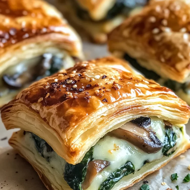 Creamy Mushroom & Spinach Stuffed Pastry Bites