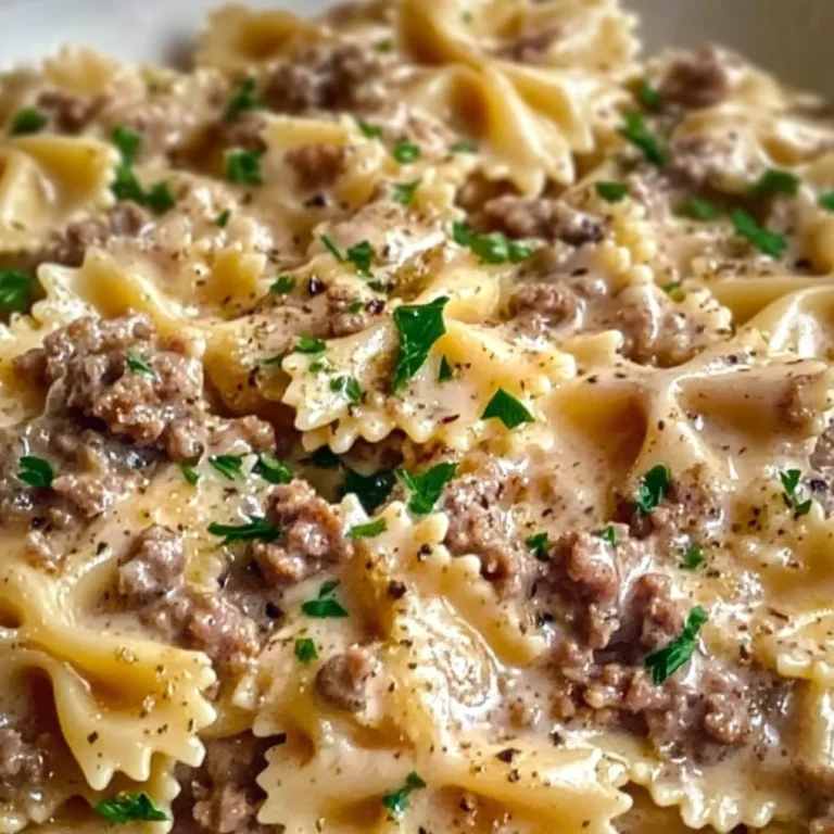 Creamy Parmesan Garlic Beef Bowtie Pasta