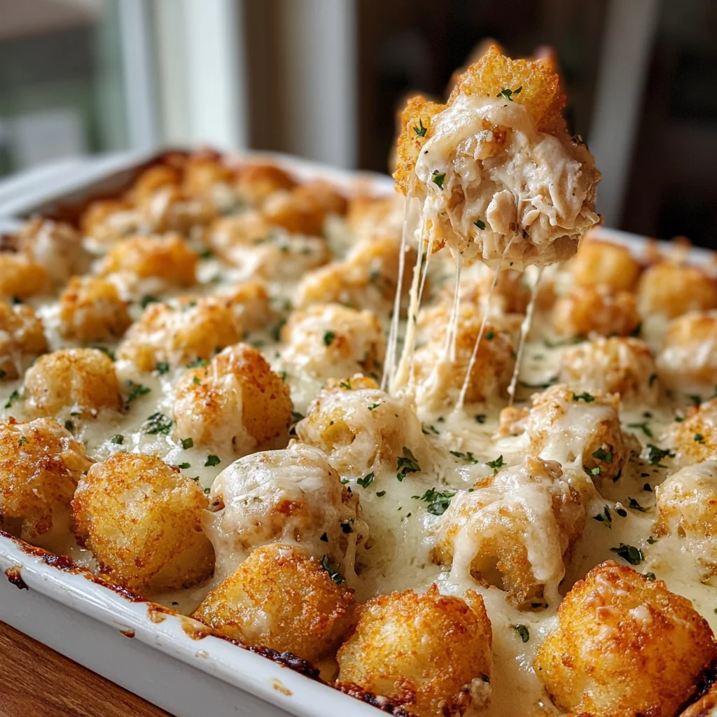 Irresistible Chicken Alfredo Tater Tot Casserole in 35 Minutes