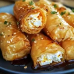 Oven Fried Feta Rolls with Chili Honey