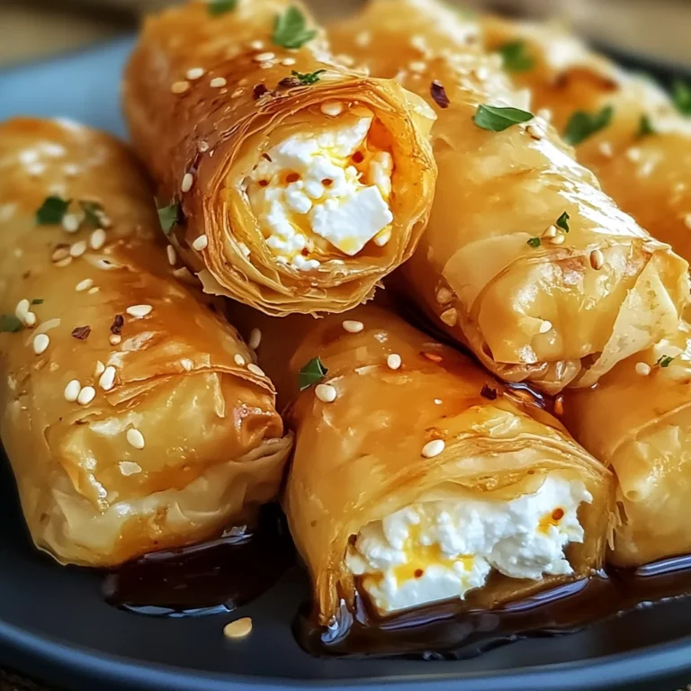 Oven Fried Feta Rolls with Chili Honey