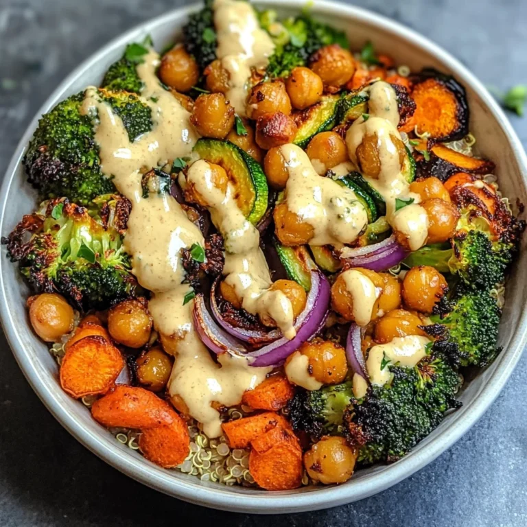 Roasted Veggie Chickpea Bowls with Maple Dijon Tahini Dressing