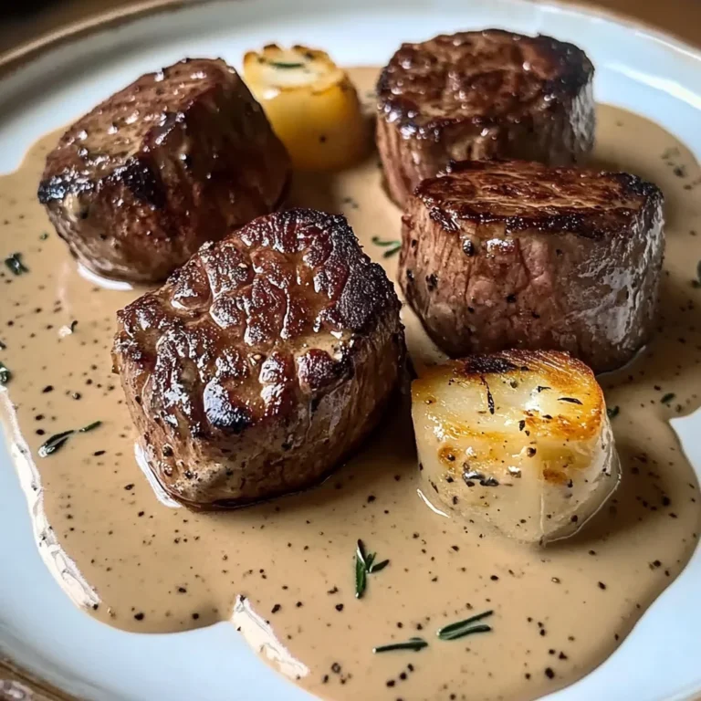 Elegant Filet Mignon with Creamy Peppercorn Sauce