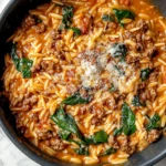 Hearty Ground Beef Orzo with Tomato Cream Sauce