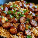 One-Pan Sweet and Tangy BBQ Sausage Rice