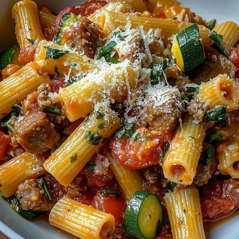 Rigatoni with Sausage, Tomatoes, and Zucchini