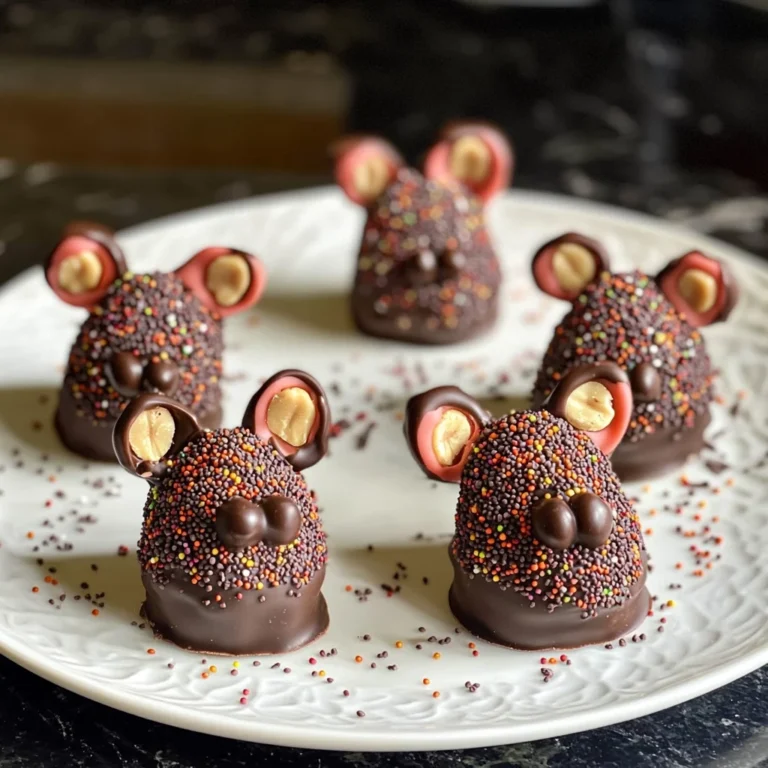 Halloween Dessert - Strawberry and Chocolate fudge mice