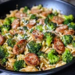 Chicken Sausage, Broccoli, and Orzo Skillet