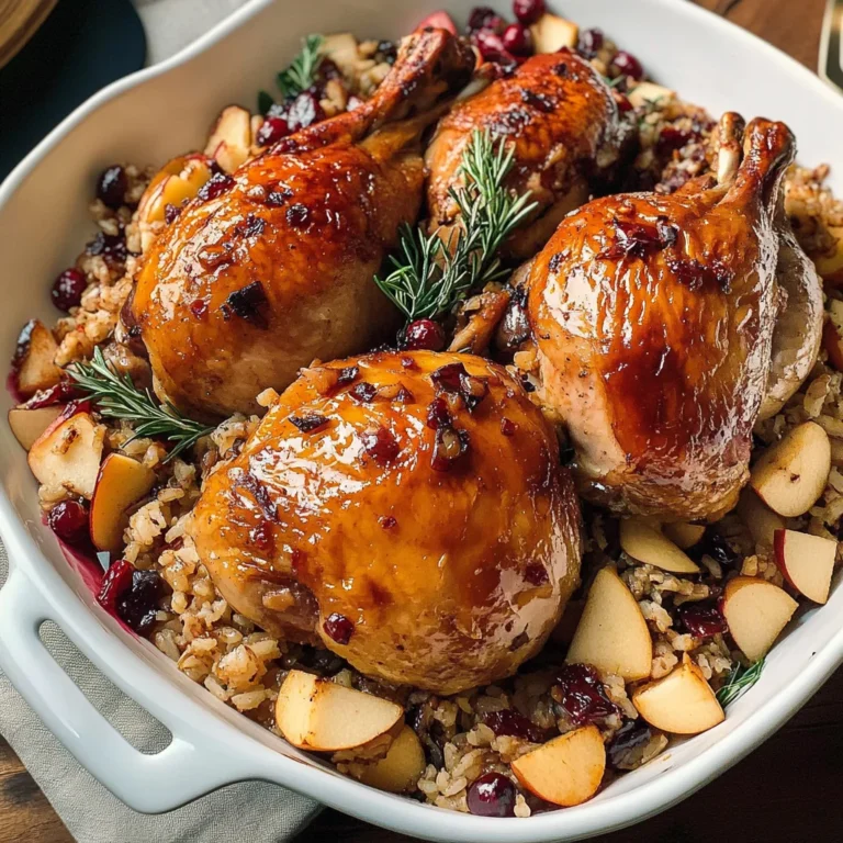 Cornish Hens with Apple-Cranberry Rice Stuffing