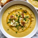 Creamy Cheddar Cauliflower & Roasted Garlic Soup Recipe