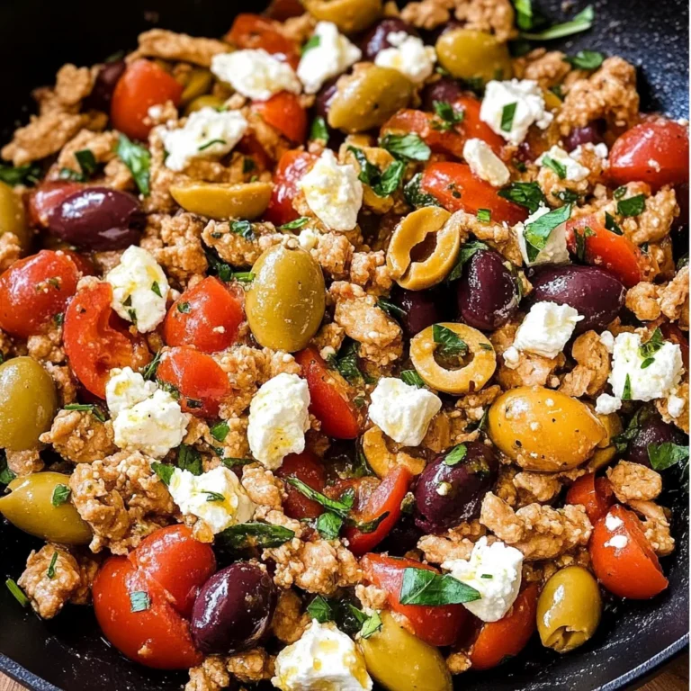 Mediterranean Keto Ground Chicken Skillet with Olives and Feta