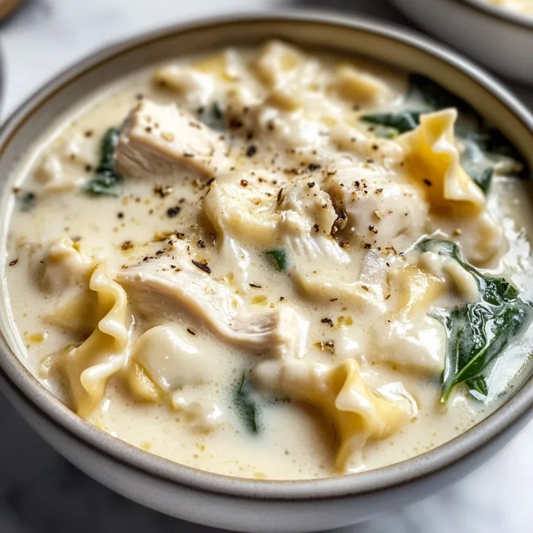 Roasted Garlic White Chicken Lasagna Soup