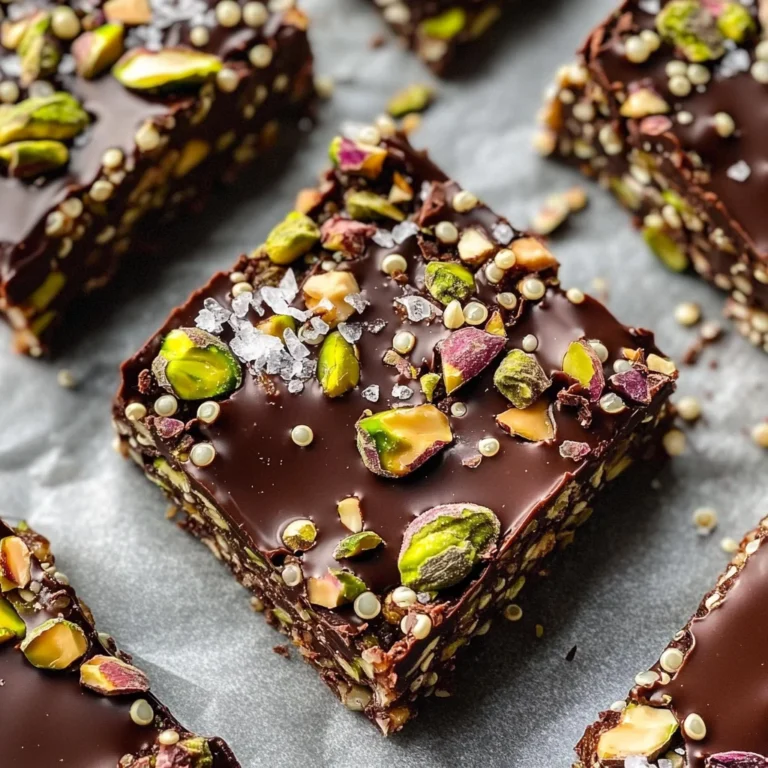 Salted Dark Chocolate Pistachio Quinoa Crunch Bars